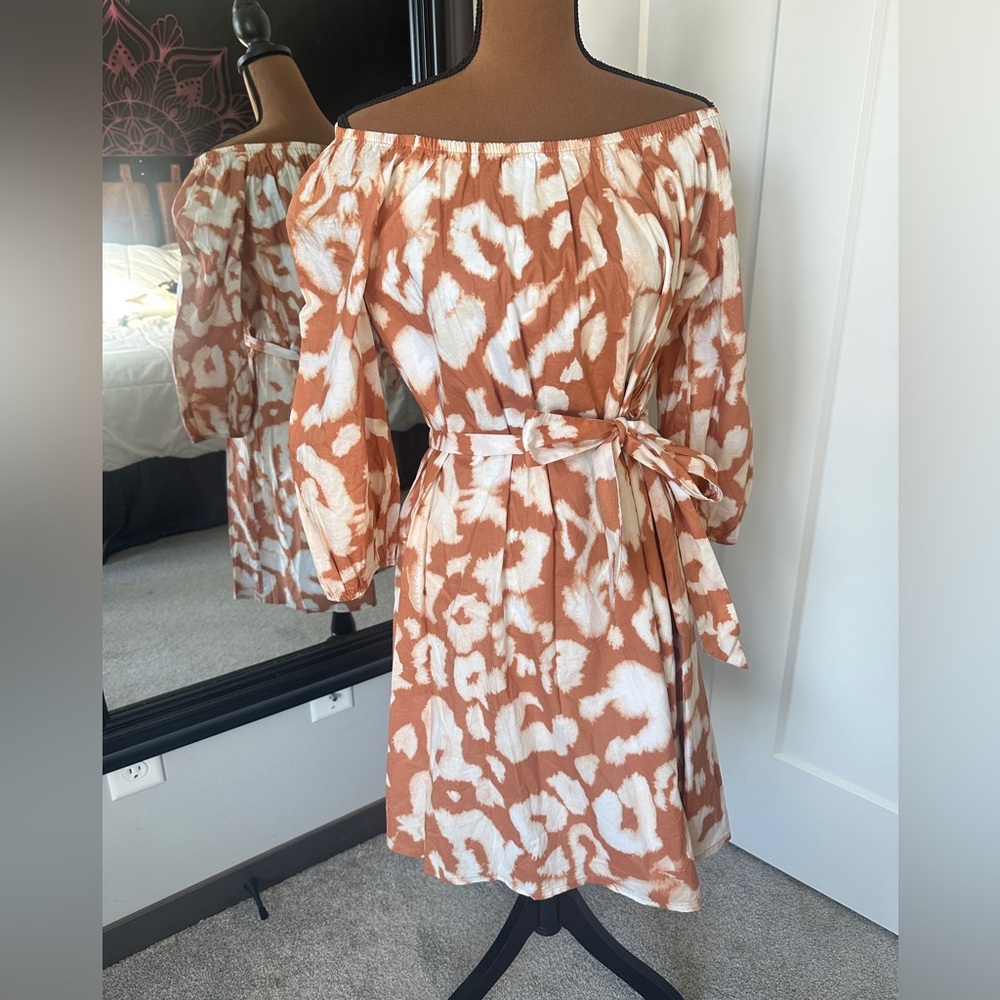 Elizabeth And James Uptown Dress in Dayglow On/Off Shoulder Summer Date XS -B